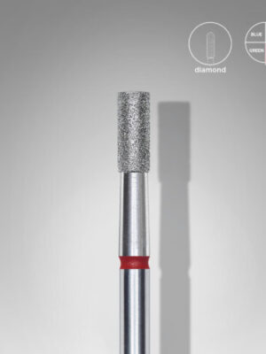 Diamond nail drill bit cylinder red EXPERT head diameter 2,5 mm / working part 6 mm