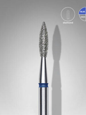 Diamond nail drill bit pointed flame blue EXPERT head diameter 2,1 mm / working part 8 mm