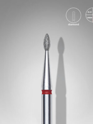 Diamond nail drill bit drop red EXPERT head diameter 1,6 mm / working part 4 mm