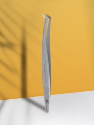 Professional eyelash tweezers with fiber tips EXPERT 44 TYPE 12 (L-shaped, 65')