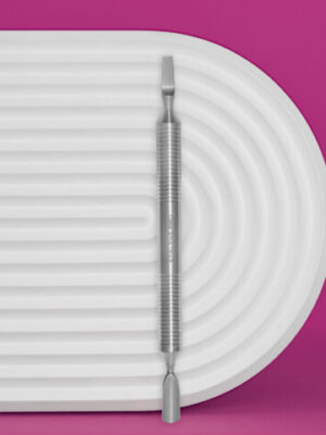 Hollow manicure pusher EXPERT 100 TYPE 5 (rounded narrow pusher and straight blade)